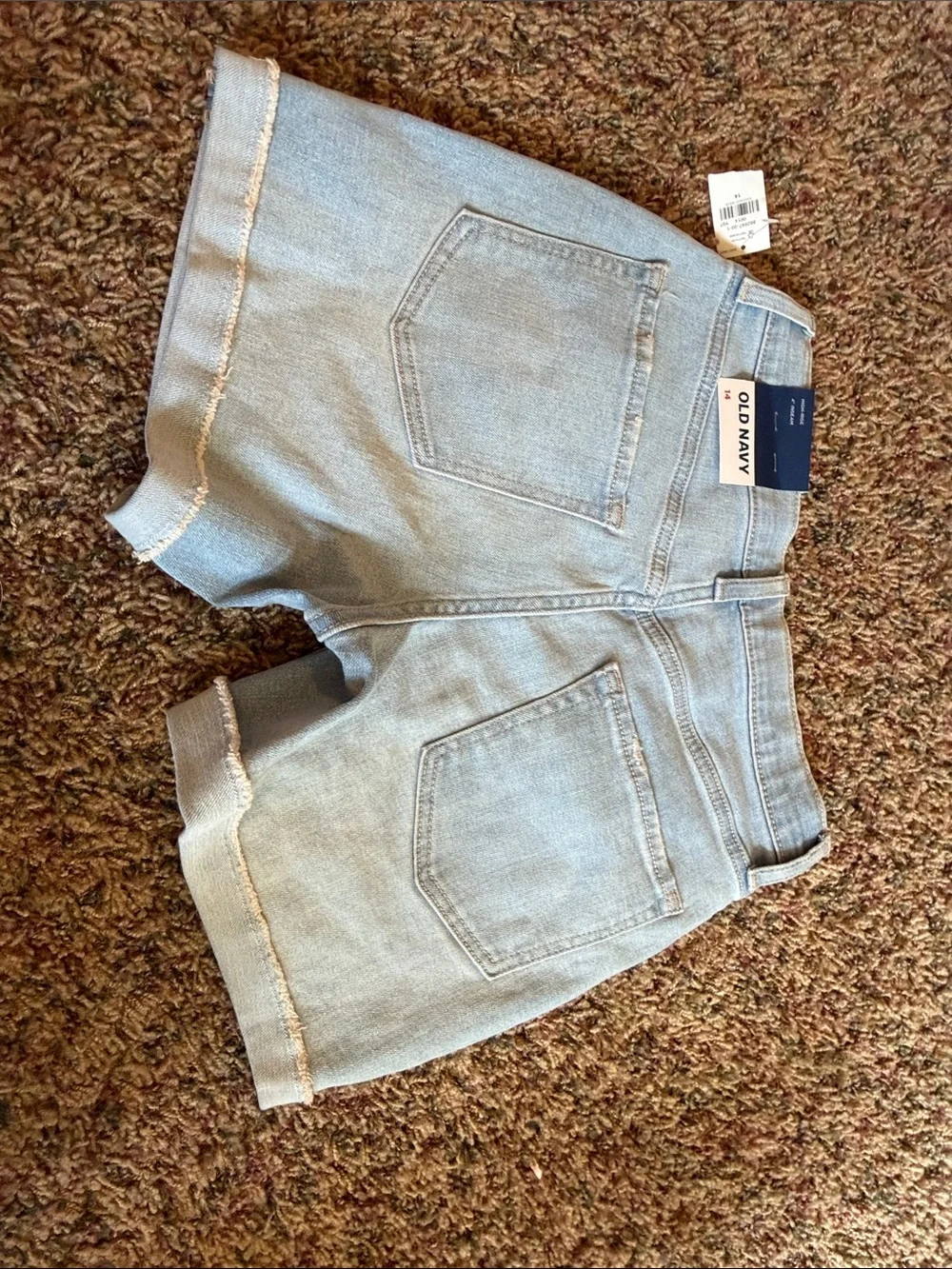 Old Navy Light Blue Denim Shorts with Red, White & Blue Buttons
